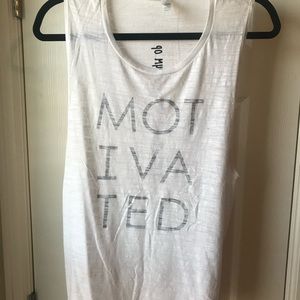 Motivated Burner white muscle tank, large